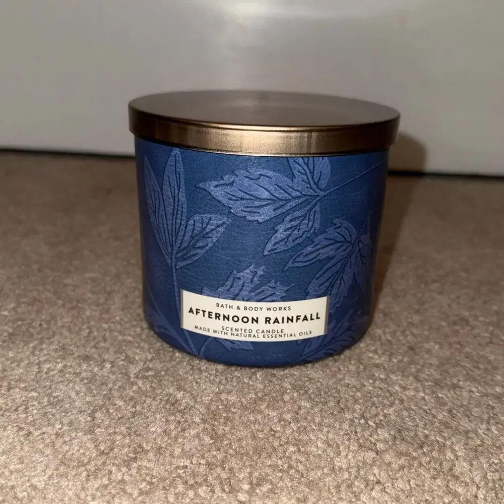 New Bath & Body Works Afternoon Rainfall 3 Wick Candle